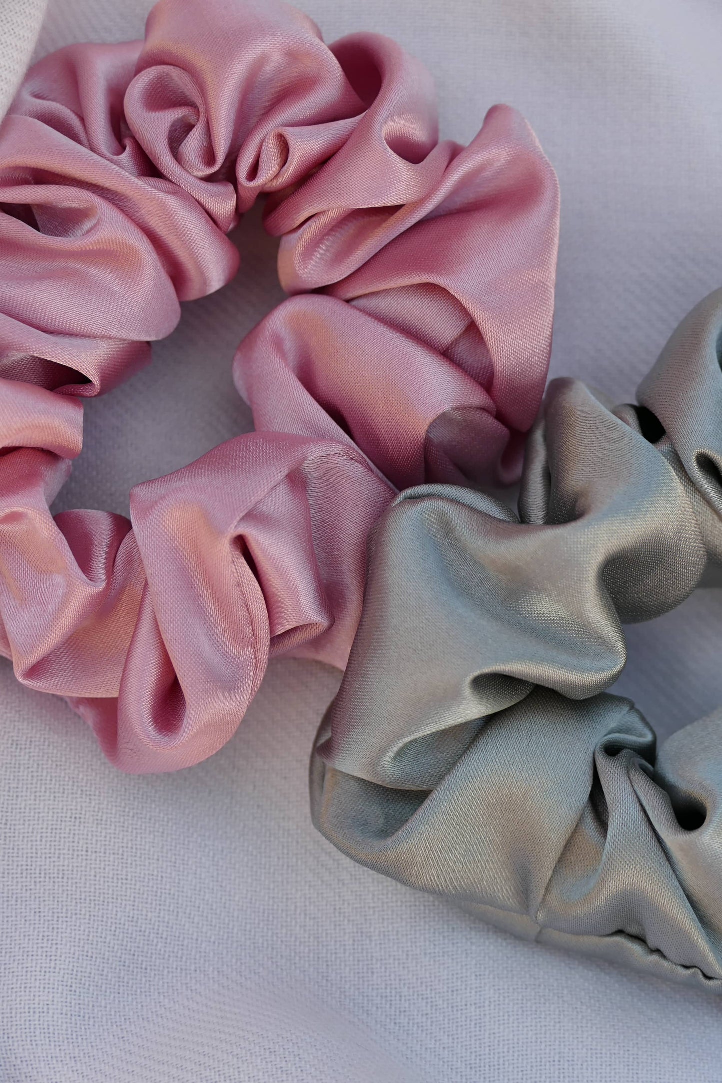 Hair Scrunchies in Pink and Grey