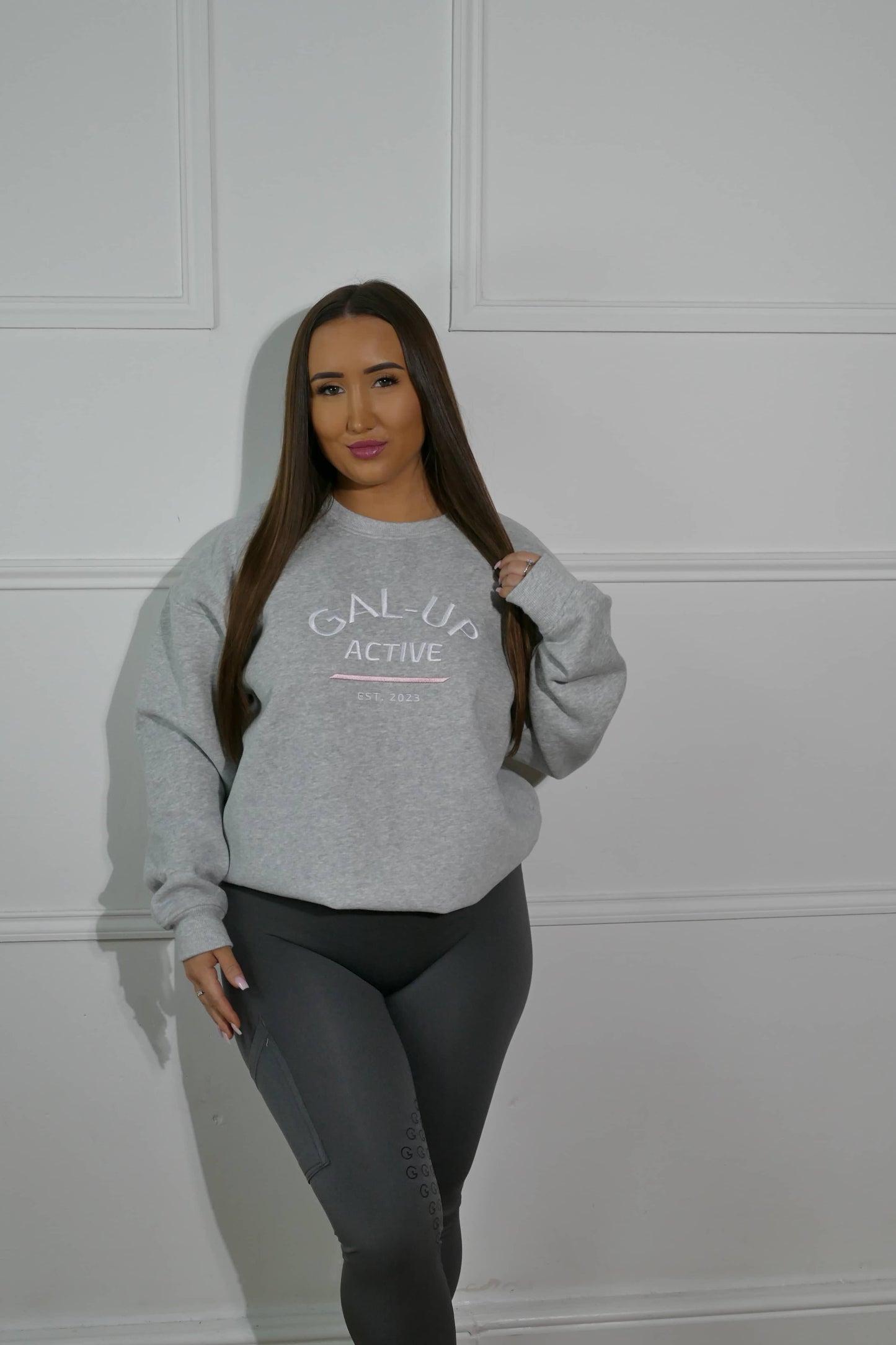 Fleece Lined Sweatshirt In Light Grey Marl