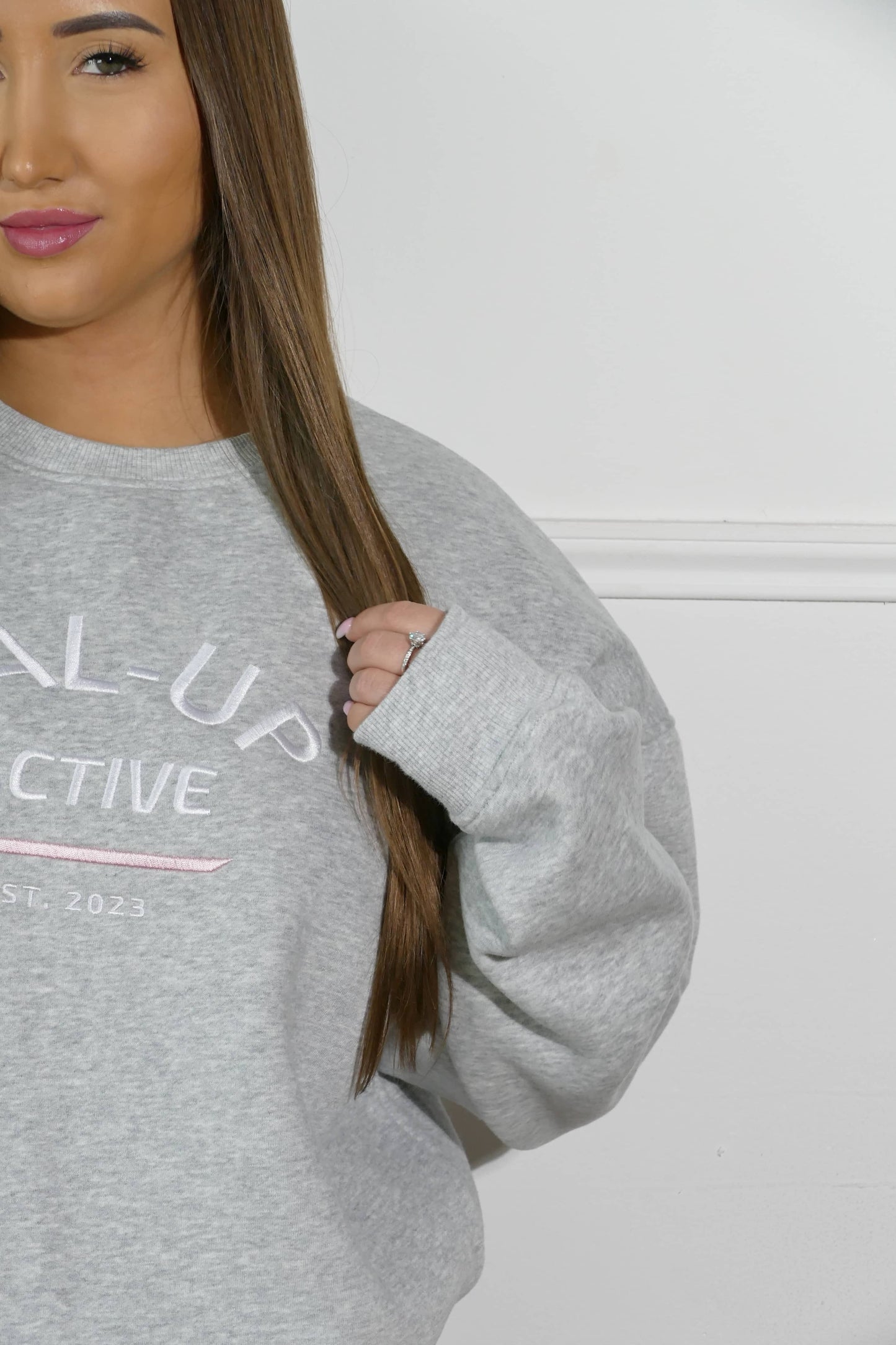 Fleece Lined Sweatshirt In Light Grey Marl