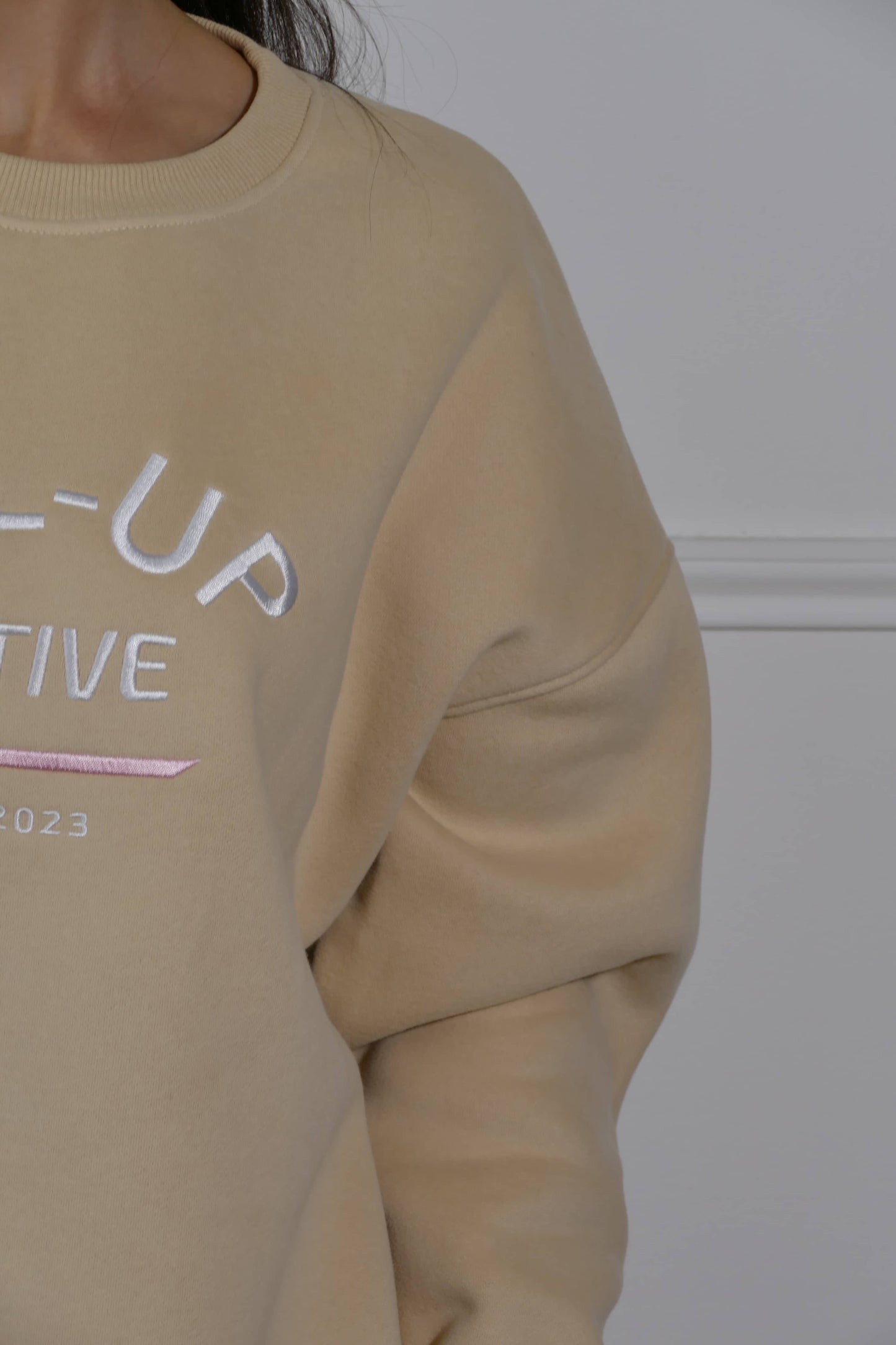 Fleece Lined Sweatshirt In Warm Sand