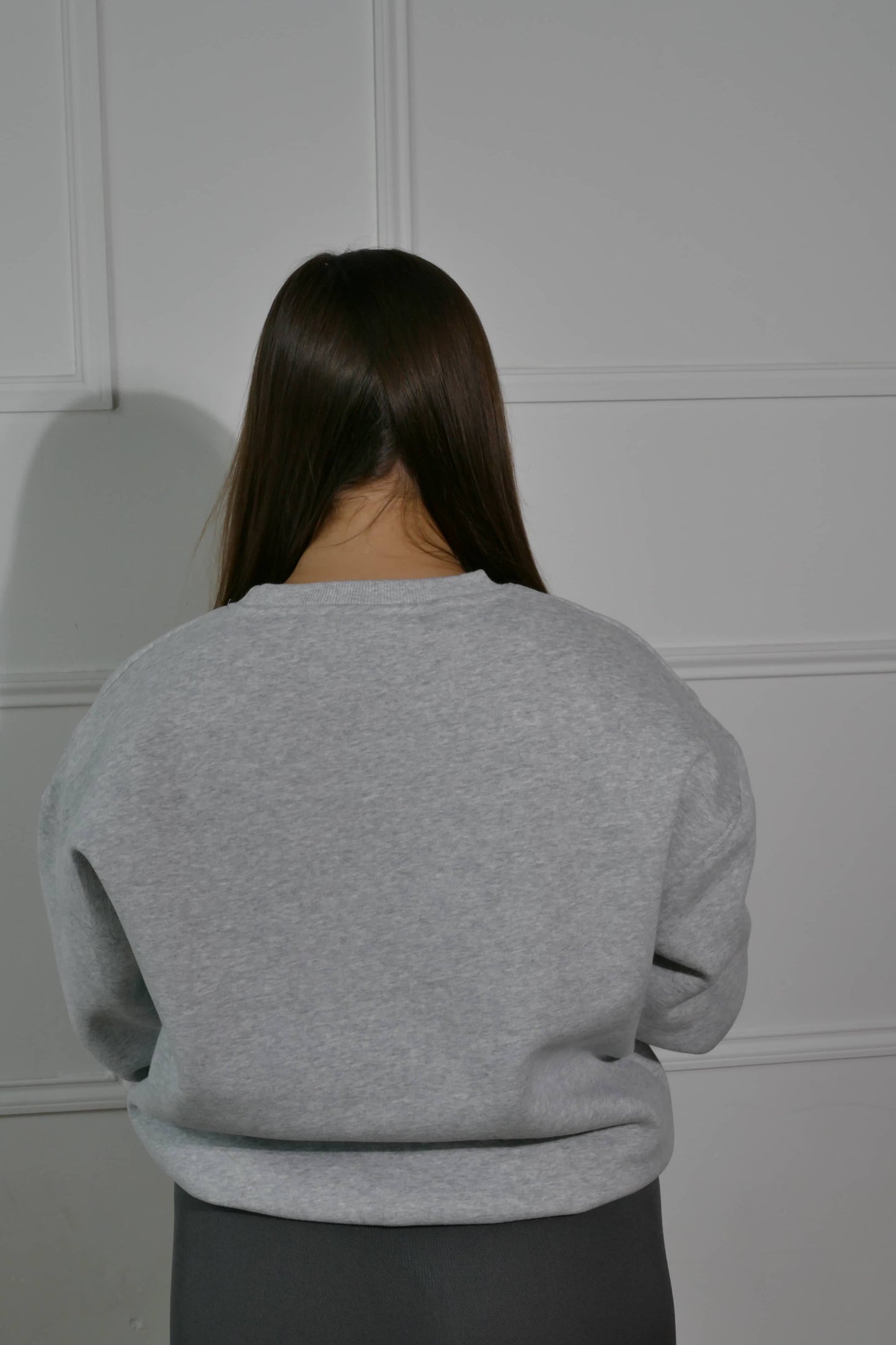 Fleece Lined Sweatshirt In Light Grey Marl