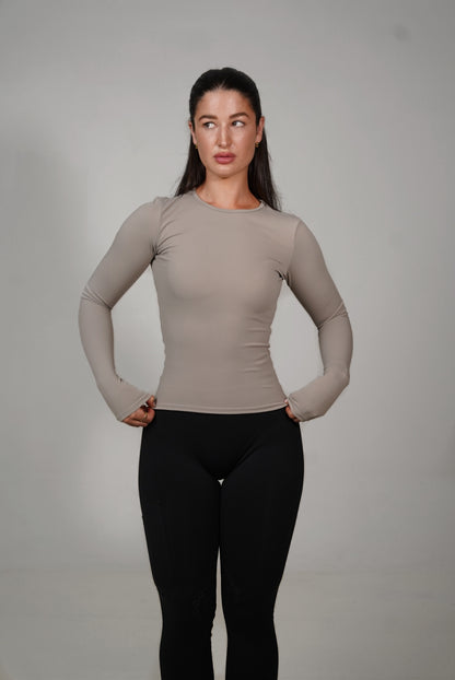 Flex Long Sleeved Top In Lavender Grey