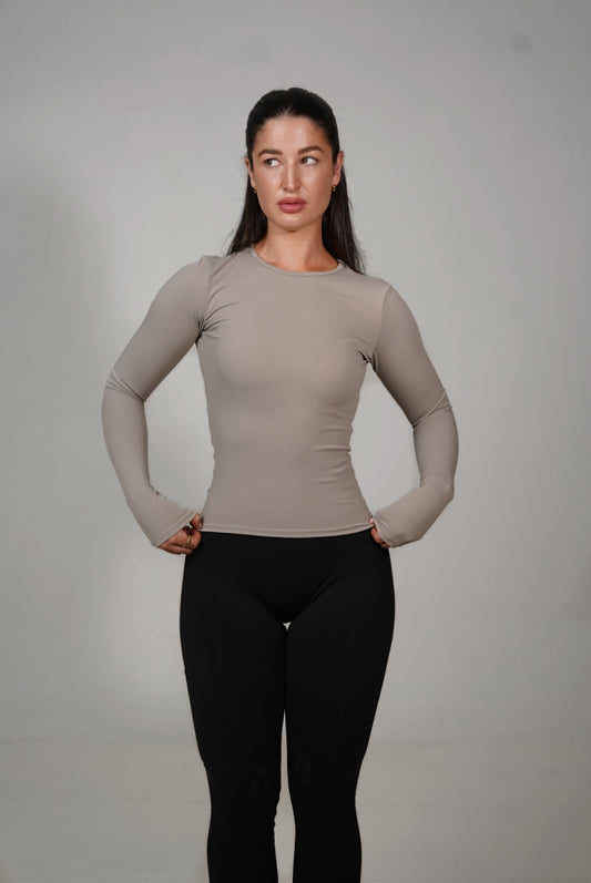 Flex Long Sleeved Top In Lavender Grey