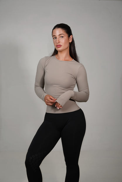 Flex Long Sleeved Top In Lavender Grey